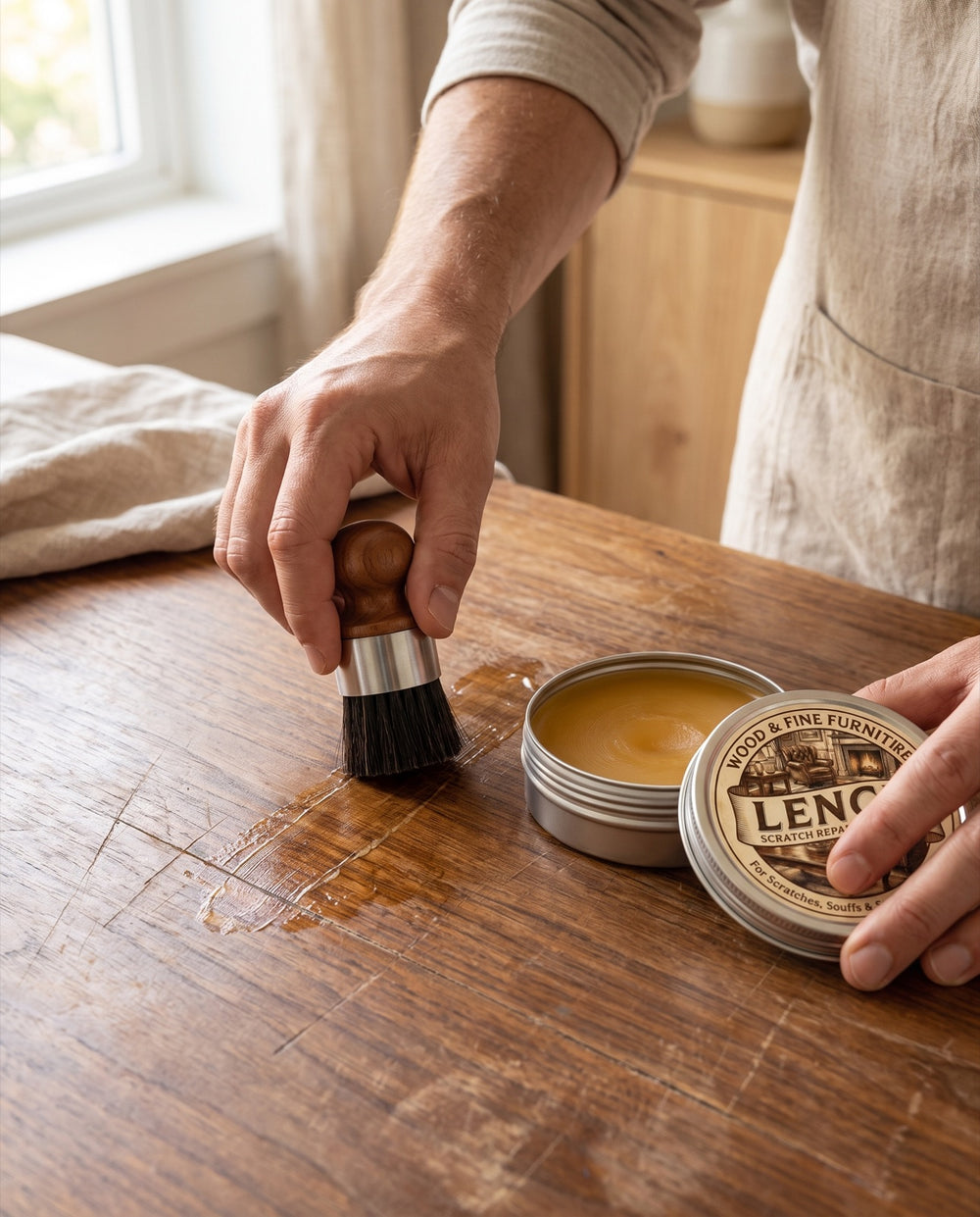 Brush it into the grain